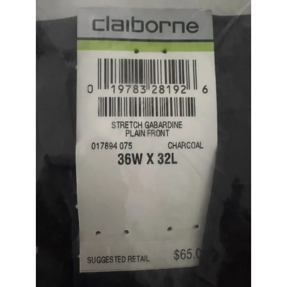 Dress Claiborne Pants - Size 36 x 32 - Charcoal NEW